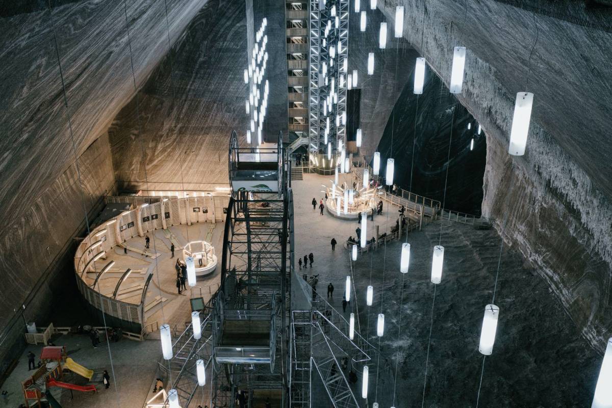 Salt Mine Entertainment Park with LEDs and Various Attractions
